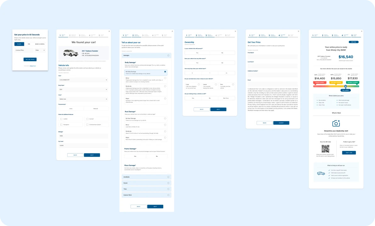 The rebuilt ClearCar widget with step-by-step, expandable sections