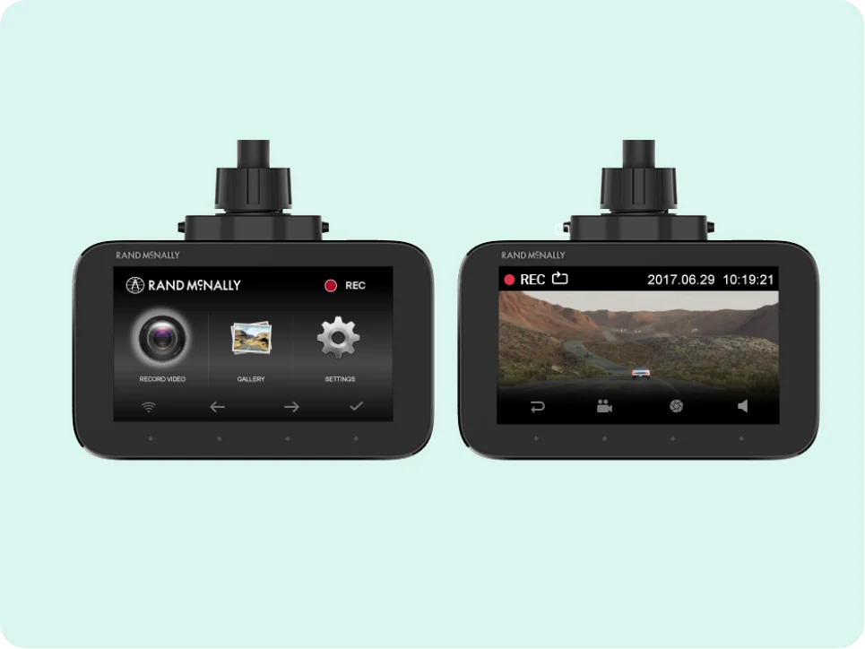 The camera home screen and live recording view